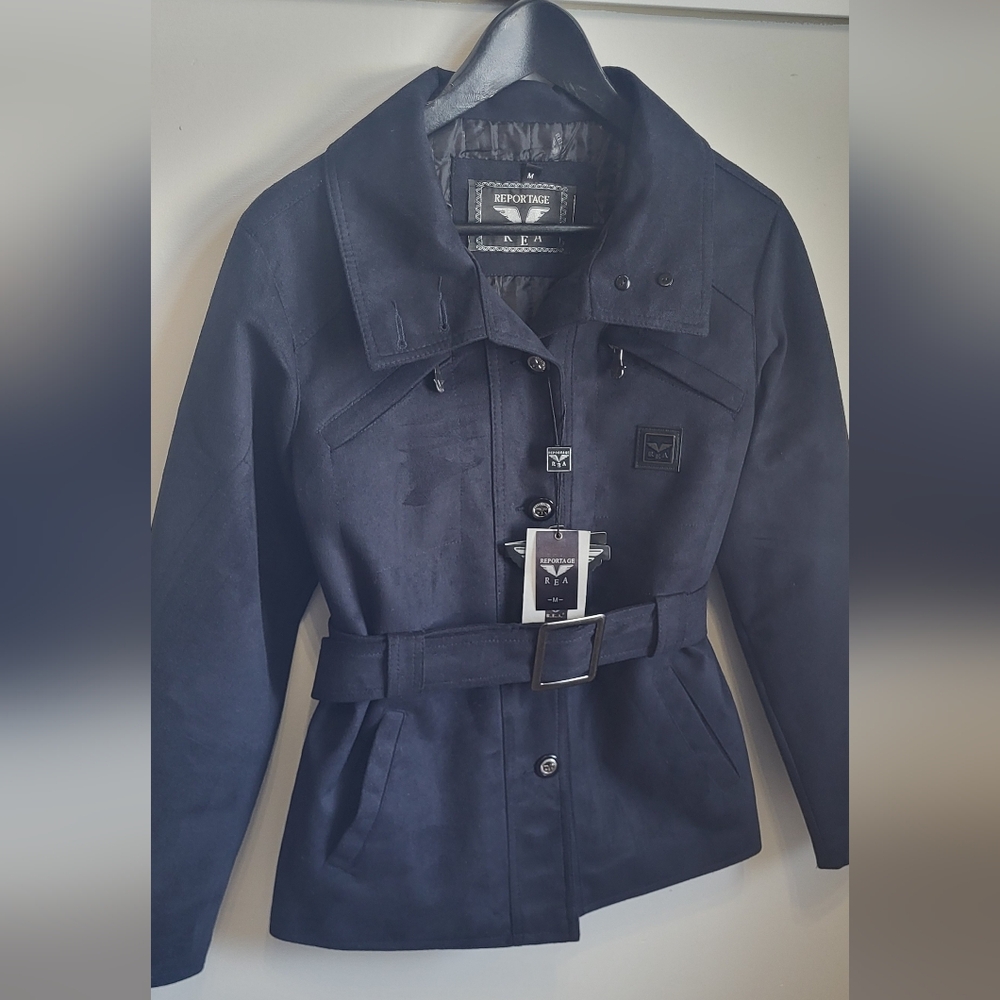 Reportage REA Navy Vegan Suede Moto Jacket NWT